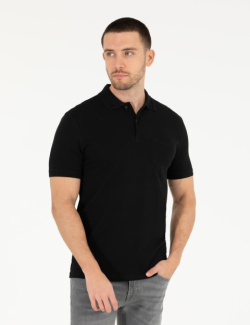 Karpier Markalar  polo neck Black Casual T-shirt