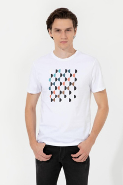 Karpier Markalar  Round neck White Casual T-shirt